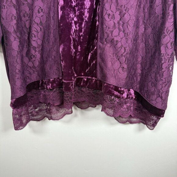 Logo Lavish Purple Velvet Lace Shirt Long Sleeve Size 2X Whimsy Goth Dark - Picture 5 of 16